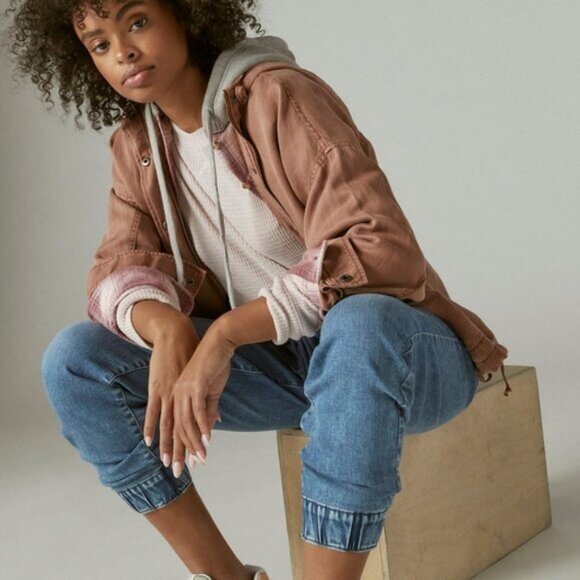 Lucky Brand Utility Anorak Hooded Linen Blend Jacket Size Large - Picture 2 of 9